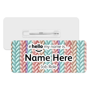 #hello my name is... Name Badge - Pastel Knitted Pattern