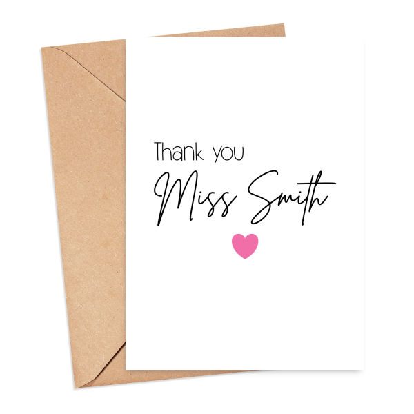 Thank You Teacher Card - Thank You Teacher - Small (Approx. A6)