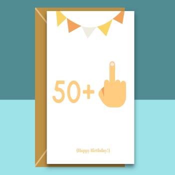 Funny 51st Birthday Card - 50 + 1 - Swearing birthday card for him or for her turning 51 years old - Can be personalised inside