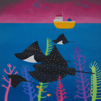 Holy Mackerel hidden depths whale themed art card for him or her - designed by artist Ailsa Black - 15cm square and blank inside for your message