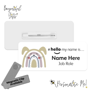 Name Badge - Boho Animal Rainbow Hello My Name is... - Dog