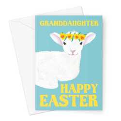 Happy Easter Lamb Card For Granddaughter
