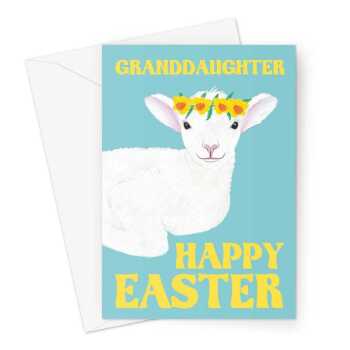 Happy Easter Lamb Card For Granddaughter