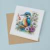Notelet Card of a King Fisher Any Occasion Card For Her or For Him Card For Birthday or Easter Card Thank You Card - Square (5.5x5.5) / Blank Inside