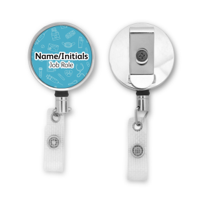 Personalised Metal ID Reel - Blue Medical Doodle