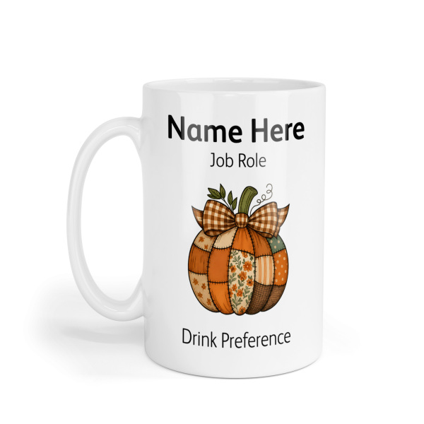 Personalised Ceramic Mug - Retro Patchwork Pumpkin