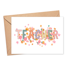 Thank You Teacher Card - Flower Explosion Teacher - Small (A6)