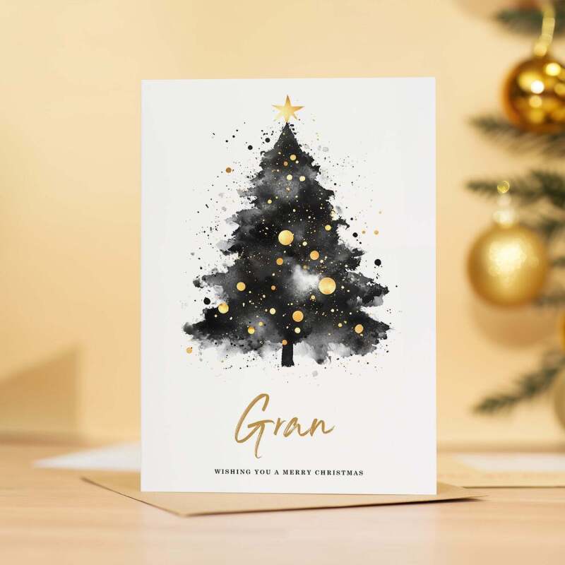 Christmas Card For Gran Christmas Tree Card Wising You A Merry Christmas - Portrait (5x7) / Blank Inside