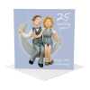 25th anniversary card (silver anniversary card) - designed by Erica Sturla - 15cm square and blank inside, made in the UK