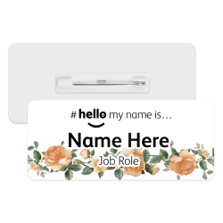 #hello my name is... Name Badge - Orange Rose Border