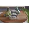 Black Checkerboard Diamond Coffee Mug - Ceramic White