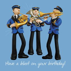 Holy Mackerel have a blast birthday card for him or her - designed by artist Erica Sturla - 15cm square and blank inside for your message - made in the UK