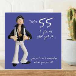 55th birthday card for him - designed by Erica Sturla - 15cm square and blank inside, made in the UK
