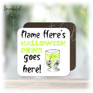 Personalised Colourful Halloween Drink Wooden Coaster - 4