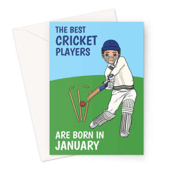Cricket Player Birthday Card Born In January