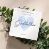 Godfather Birthday Card with Personalised custom name, Blue Watercolour Heart design, Handmade Greeting UK - Smooth No Message - Kraft Brown