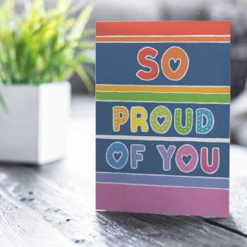So proud of you, congratulations card with a gorgeous printed envelope - 12 x 17cm and blank inside - made in the UK