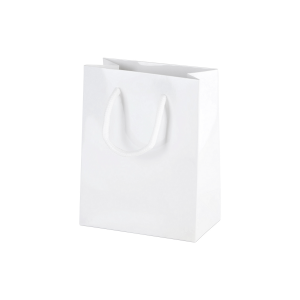 Personalised Luxury Gift Bag with Rope Handles - White (Gloss) - Extra Small (Approx. 115mm x 145mm x 65mm)