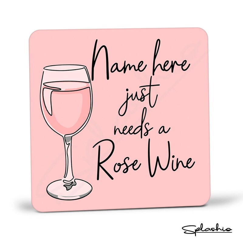 Rose Wine Hand Drawn Coaster - Home Bar - Birthday Gift. Secret Santa - Hand Drawn Rose Wine Coaster Personalised Drink Coasters - Single Coaster