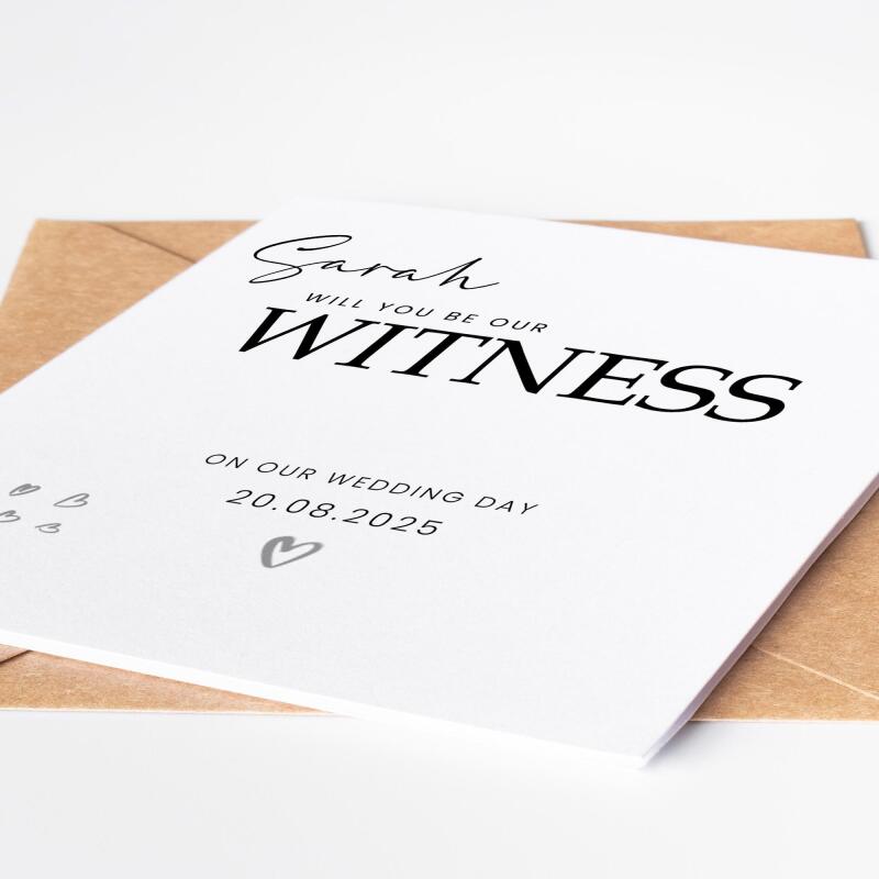 Will you be our witness Personalised Wedding Day Card be our witness, personalised card for wedding, personalised will you be our witness - Add a Message