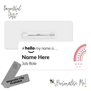Name Badge - Boho Half Rainbow Hello My Name is... - Design 9