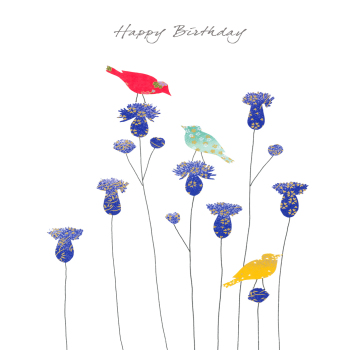 Birds & Thistles Birthday Greeting Card