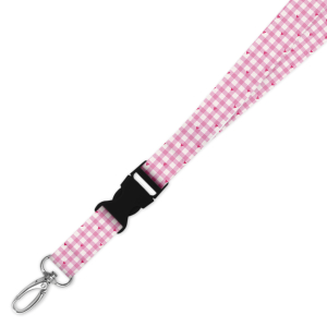Double Breakaway Lanyard - Pink Plaid Heart Pattern