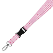 Double Breakaway Lanyard - Pink Plaid Heart Pattern