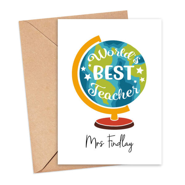 Personalised Thank You Teacher Card - World's Best Teacher - Small (A6)