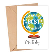 Personalised Thank You Teacher Card - World's Best Teacher - Small (A6)