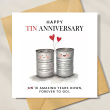 10 Year Anniversary Card - Happy Tin Anniversary - Standard Smooth Card