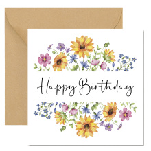 Floral Birthday Cards - Bright Colourful Floral Card - Standard Smooth Card