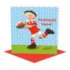 Penblwydd hapus - Happy birthday card for a little Welsh rugby boy - designed by Erica Sturla - 15cm square and blank inside, made in the UK