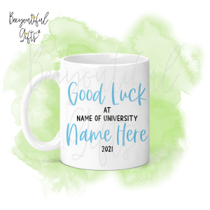 Personalised Good Luck at University Ceramic Mug - Light Blue