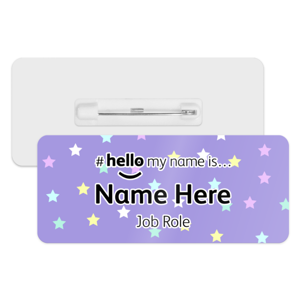 #hello my name is... Name Badge - Stars with Purple Background