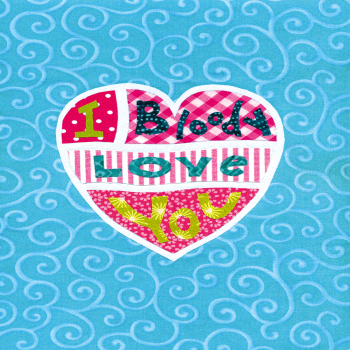 Holy Mackerel I bloody love you, a love themed or anniversary card featuring an image of Sarah Hopkins' textile art - 12 x 17cm - blank inside for your message