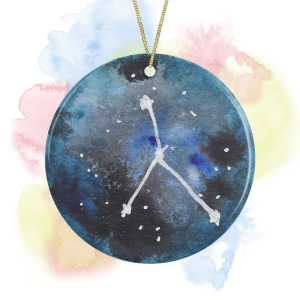 Watercolour Hand Painted Zodiac Sign Round Ceramic Decoration - Cancer