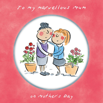 Holy Mackerel Marvellous mum on Mothers Day, a Rosie Brooks Mother's Day/Mothering Sunday card for Mum, 15cm square, printed in the UK on board from sustainable sources