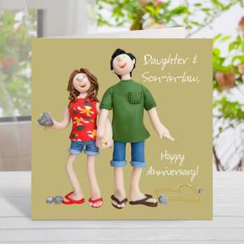 Anniversary card (daughter and son-in-law) - designed by Erica Sturla - 15cm square and blank inside, made in the UK