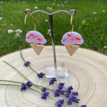 Polymer clay, Ice Cream Cone Hoop Earrings: Fun Summer Jewelry