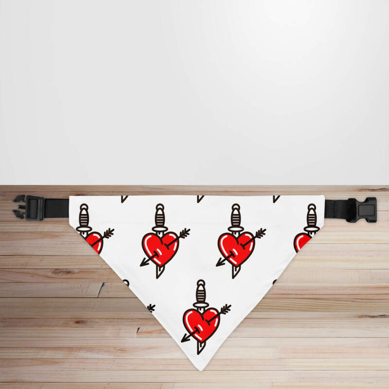 Valentine's Day Hearts & Daggers Dog/Puppy Bandana - Small - 12x17cm (Strap: 25cm - 40cm)
