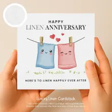 4 Year Anniversary Card - Here's To Linen Happily Ever After - Standard Smooth Card