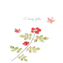 Holy Mackerel rose & butterflies love you card - designed by Eloise Hall - 15.7 x 11cm and blank inside