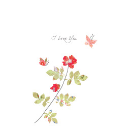 Holy Mackerel rose & butterflies love you card - designed by Eloise Hall - 15.7 x 11cm and blank inside