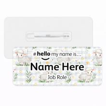 #hello my name is... Name Badge - Pastel Gingham Sheep