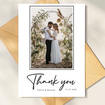 Personalised Photo Wedding Thank You Cards, Wedding Thank You Card Multipack, Modern Wedding Photo Thank You Card, Thank You With Envelopes