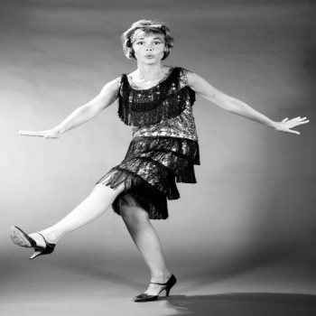 Holy Mackerel flapper retro black and white photographic card featuring a vintage image of a girl dressed 1920s style - 12.6 x 17.7cm and blank inside