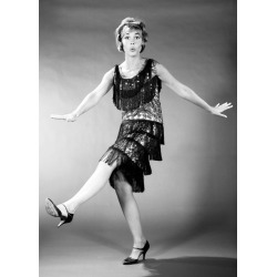 Holy Mackerel flapper retro black and white photographic card featuring a vintage image of a girl dressed 1920s style - 12.6 x 17.7cm and blank inside