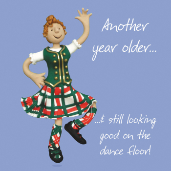 Holy Mackerel Dance Floor female Scottish themed birthday card from, for mother, sister, daughter, wife, niece, friend etc. Card is 15cm square and blank inside for your own message