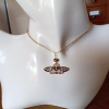 Rhodonite bead and Moth Charm Gold Necklace 